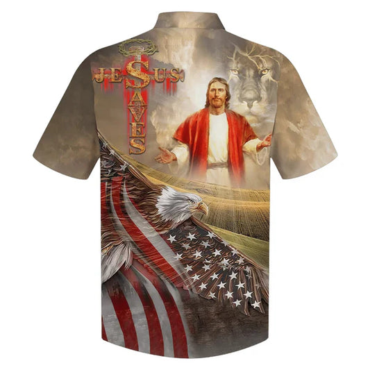 UniJames Jesus Face And The Lion Hawaiian Shirts - Christian Hawaiian Shirt - Hawaiian Shirts For Men