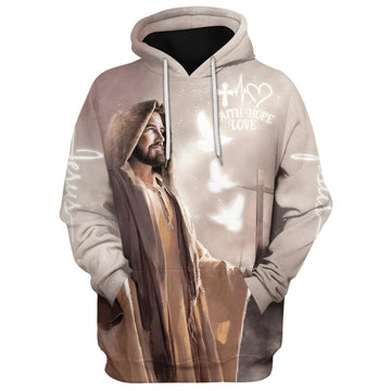 Uni Jesus Faith Hope Love 3D Hoodies Jesus Hoodie