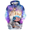Jesus Hands Holding Earth 3D Hoodie Christian American Flag 3D Hoodies Jesus Hoodie, God 3D Printed Hoodie, Christian Apparel Hoodies