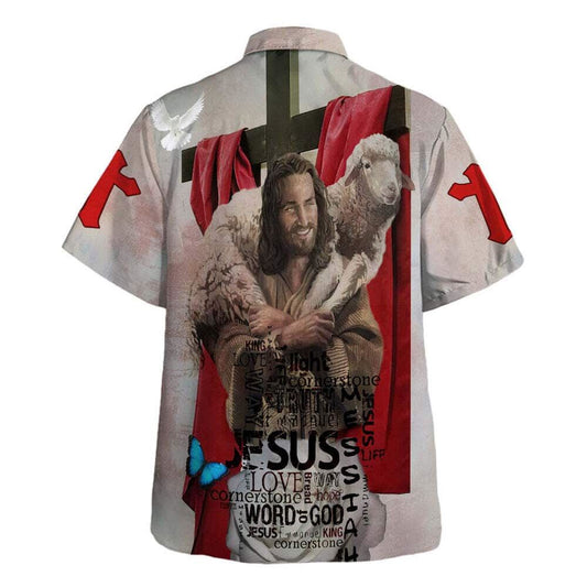 Unique Jesus Holding Lamb Bible Verse Hawaiian Shirt