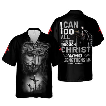 UniJames Jesus I Can Do All Things Through Christ Hawaiian Shirts - Religious Hawaiian Shirts - Hawaiian Christian For Men Women