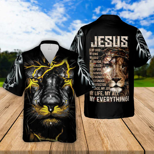 UniJames Jesus Is My God My Everything Hawaiian Shirts - Religious Hawaiian Shirts - Hawaiian Christian For Men Women