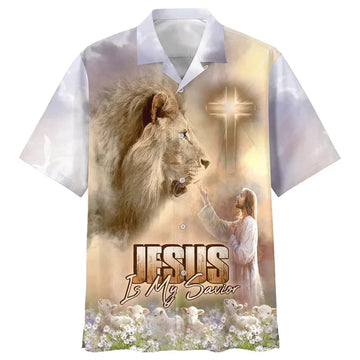 UniJames Jesus Is My Savior Lion Hawaiian Shirt - Best Hawaiian Shirts - Christian Hawaiian Shirt