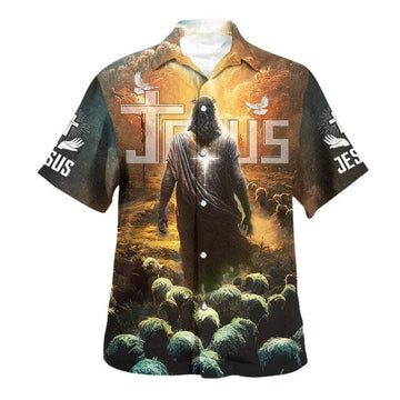 Unique Jesus Leading Sheep Hawaiian Shirt