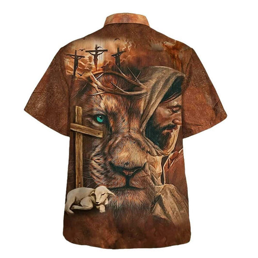 Unique Jesus Lion Cross And The Lamb Christian Hawaiian Shirt