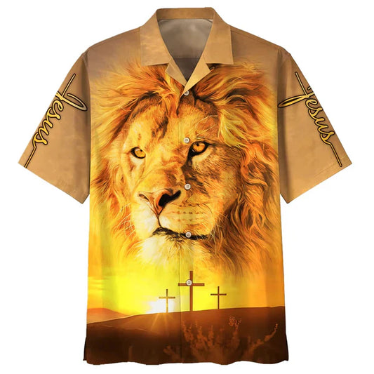 UniJames Jesus Lion Hawaiian Shirts - Christian Hawaiian Shirt - Hawaiian Shirts For Men
