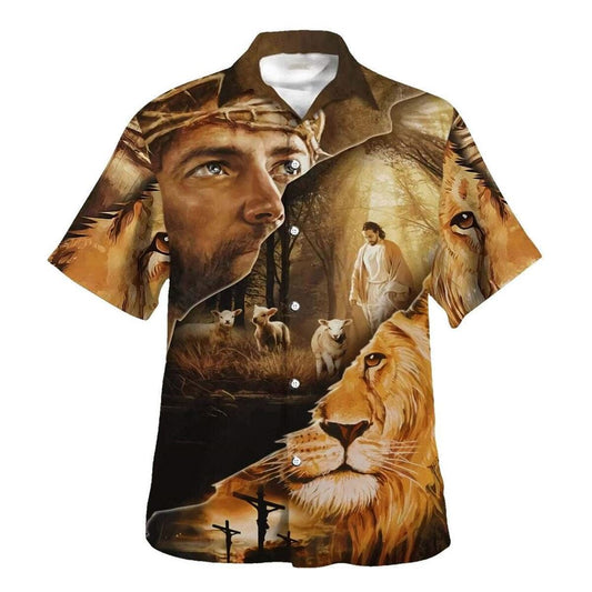 Unique Jesus Lion Lamb Of God Christian Hawaiian Shirt