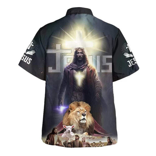 Unique Jesus Lion Lamb With Disciples Christian Hawaiian Shirt