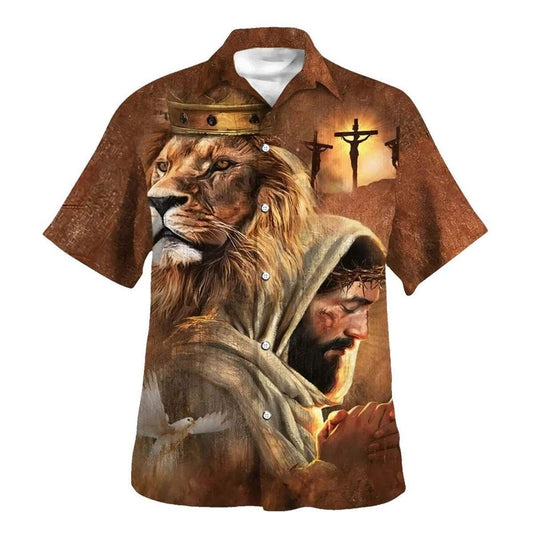 Unique Jesus Lion Of Judah Christian Cross Hawaiian Shirt
