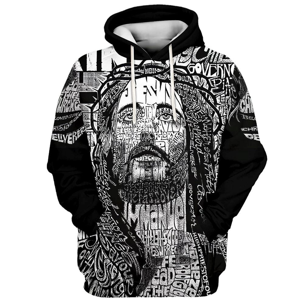 Jesus Names Hoodies Jesus Hoodie Men & Women, God 3D Printed Hoodie, Christian Apparel Hoodies
