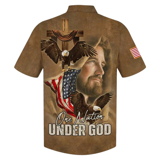 UniJames Jesus One Nation Under God Hawaiian Shirts - Christian Hawaiian Shirt - Jesus Hawaiian Shirts