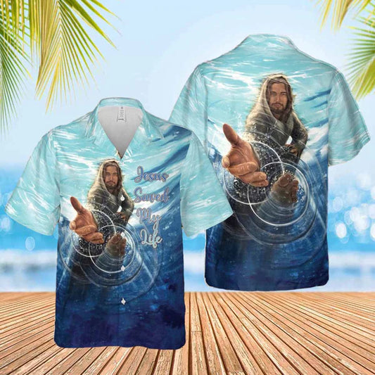 UniJames Jesus Saved My Life Hawaiian Shirt - Christian Hawaiian Shirts For Women Men