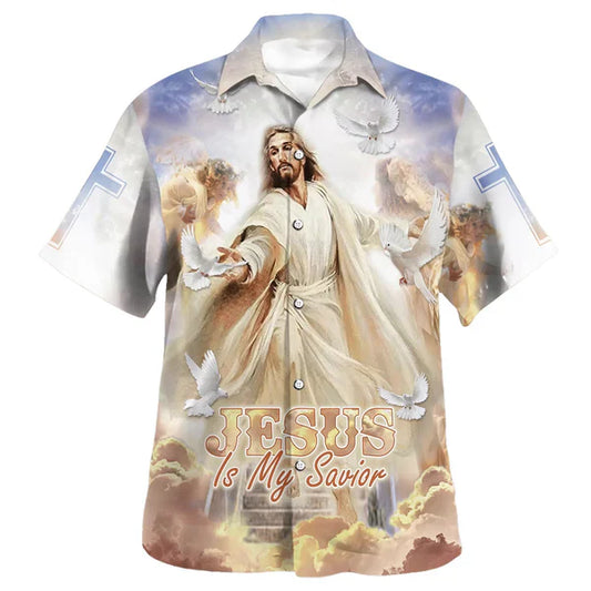 UniJames Jesus Stretched Out His Hand Hawaiian Shirt - Jesus Is My Savior Hawaiian Shirts - Christian Hawaiian Shirt - Jesus Hawaiian Shirts