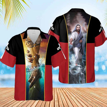 UniJames Jesus Take My Hand Hawaiian Shirt - Christian Hawaiian Shirts For Women Men