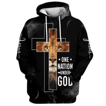 Uni Jesus The Lion Of Judah One Nation Under God 3D Hoodie