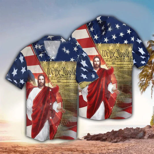 UniJames Jesus Usa We The People Hawaiian Shirt - Christian Hawaiian Shirt for Men Women