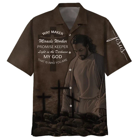 UniJames Jesus Way Maker Miracle Worker Promise Keeper Hawaiian Shirts - Christian Hawaiian Shirt - Jesus Hawaiian Shirts