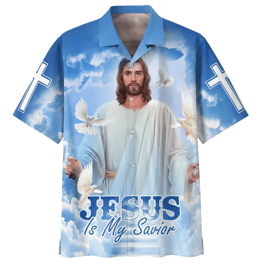 UniJames Jesus With His Arms Open Hawaiian Shirt - Jesus Is My Savior Hawaiian Shirts - Christian Hawaiian Shirt - Jesus Hawaiian Shirts