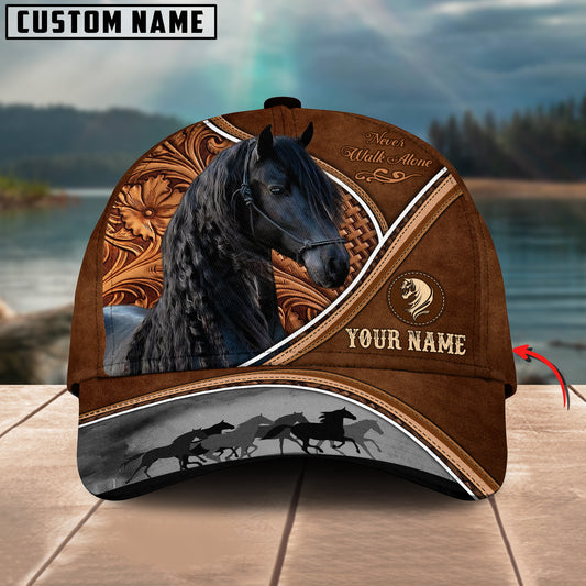 Uni Friesian Horse Never Walk Alone Personalized Name Cap