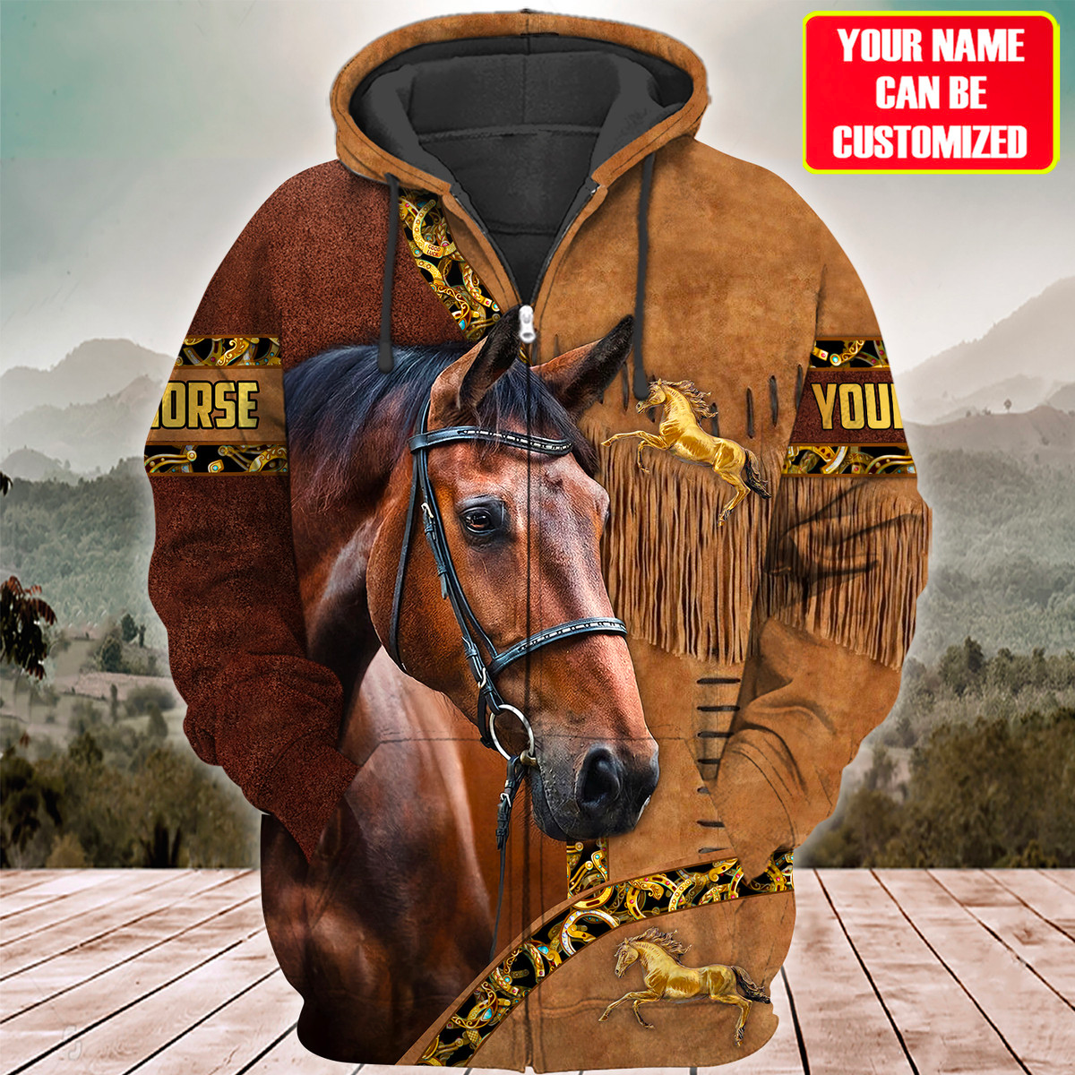 Uni Custom Name Brown Horse Lovers 3D Hoodie