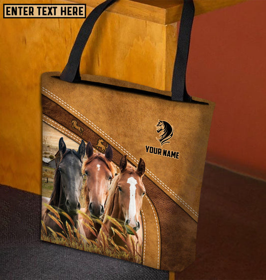 Unijames Horse Farm Lovers Custom Name 3D Tote Bag