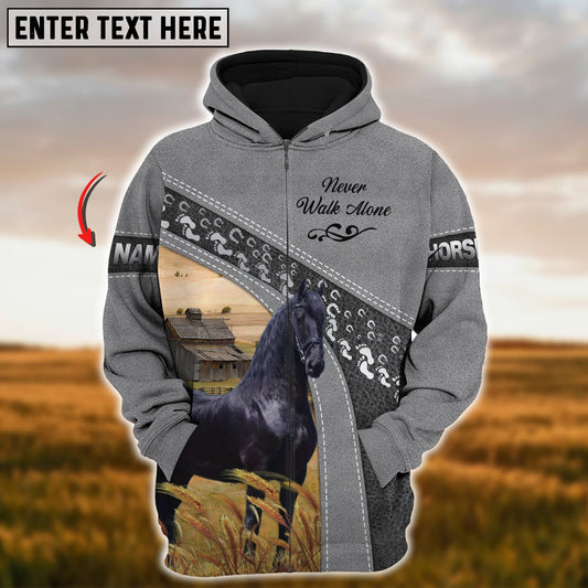 Uni Custom Name Farm Horse Lovers 3D Printed Hoodie
