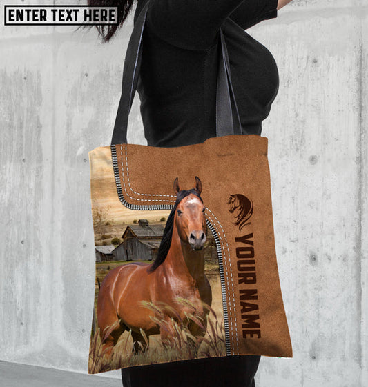 Unijames American Quarter Horse Farm Lovers Custom Name 3D Tote Bag