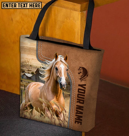 Unijames Palomino Horse Farm Lovers Custom Name 3D Tote Bag