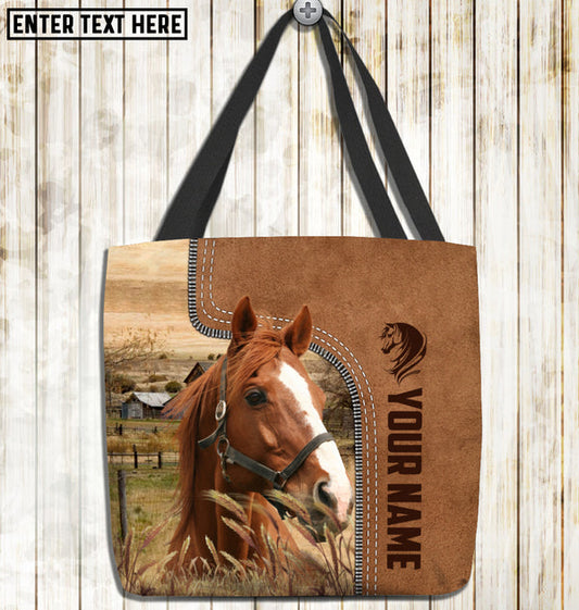 Unijames Thoroughbred Horse Farm Lovers Custom Name 3D Tote Bag