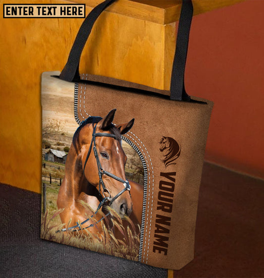 Unijames Warmblood Horse Farm Lovers Custom Name 3D Tote Bag