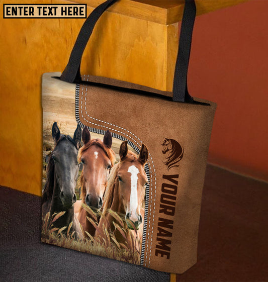 Unijames Horse Farm Lovers Custom Name 3D Tote Bag
