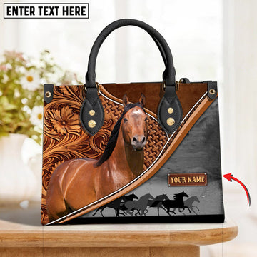 Unijames American Quarter Horse Carving Leather Pattern Custom Name 3D Leather Handbag