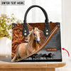 Unijames Palomino Horse Carving Leather Pattern Custom Name 3D Leather Handbag
