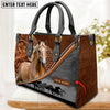Unijames Palomino Horse Carving Leather Pattern Custom Name 3D Leather Handbag