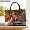 Unijames Morgan Horse Carving Leather Pattern Custom Name 3D Leather Handbag