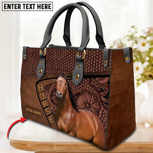 Unijames American Quarter Horse Carving Leather Pattern Custom Name 3D Leather Handbag