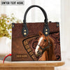 Unijames Thoroughbred Horse Carving Leather Pattern Custom Name 3D Leather Handbag
