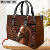 Unijames Thoroughbred Horse Carving Leather Pattern Custom Name 3D Leather Handbag