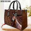 Unijames Morgan Horse Carving Leather Pattern Custom Name 3D Leather Handbag