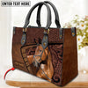 Unijames Warmblood Horse Carving Leather Pattern Custom Name 3D Leather Handbag