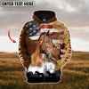 Uni Custom Name USA Flag Warmblood Horse 3D Hoodie