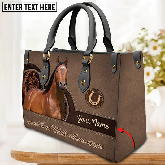 Unijames American Quarter Horse Never Walk Alone Custom Name 3D Leather Handbag
