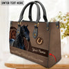 Unijames Friesian Horse Never Walk Alone Custom Name 3D Leather Handbag
