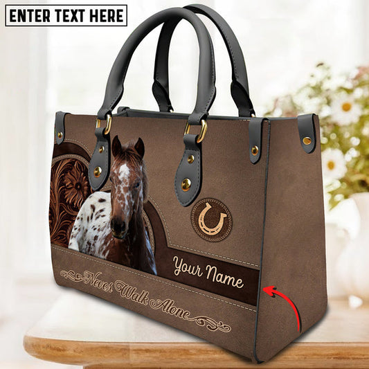 Unijames Appaloosa Horse Never Walk Alone Custom Name 3D Leather Handbag