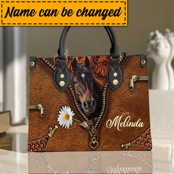 Unijames Horse Lovers Carving Leather Pattern Custom Name 3D Leather Handbag