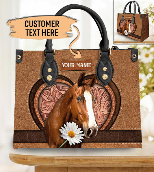 Unijames Horse Lovers Carving Leather Pattern Custom Name 3D Leather Handbag