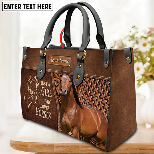 Unijames American Quarter Horse Just A Girl Who Loves Horses Custom Name 3D Leather Handbag