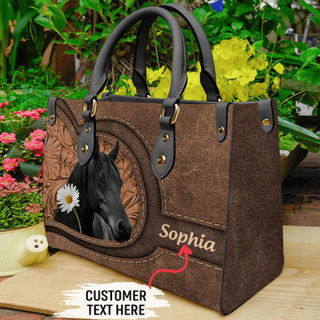 Unijames Horse Lovers Carving Leather Pattern Custom Name 3D Leather Handbag