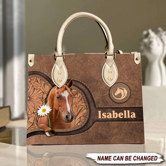 Unijames Horse Lovers Carving Leather Pattern Custom Name 3D Leather Handbag