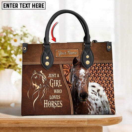 Unijames Appaloosa Horse Just A Girl Who Loves Horses Custom Name 3D Leather Handbag